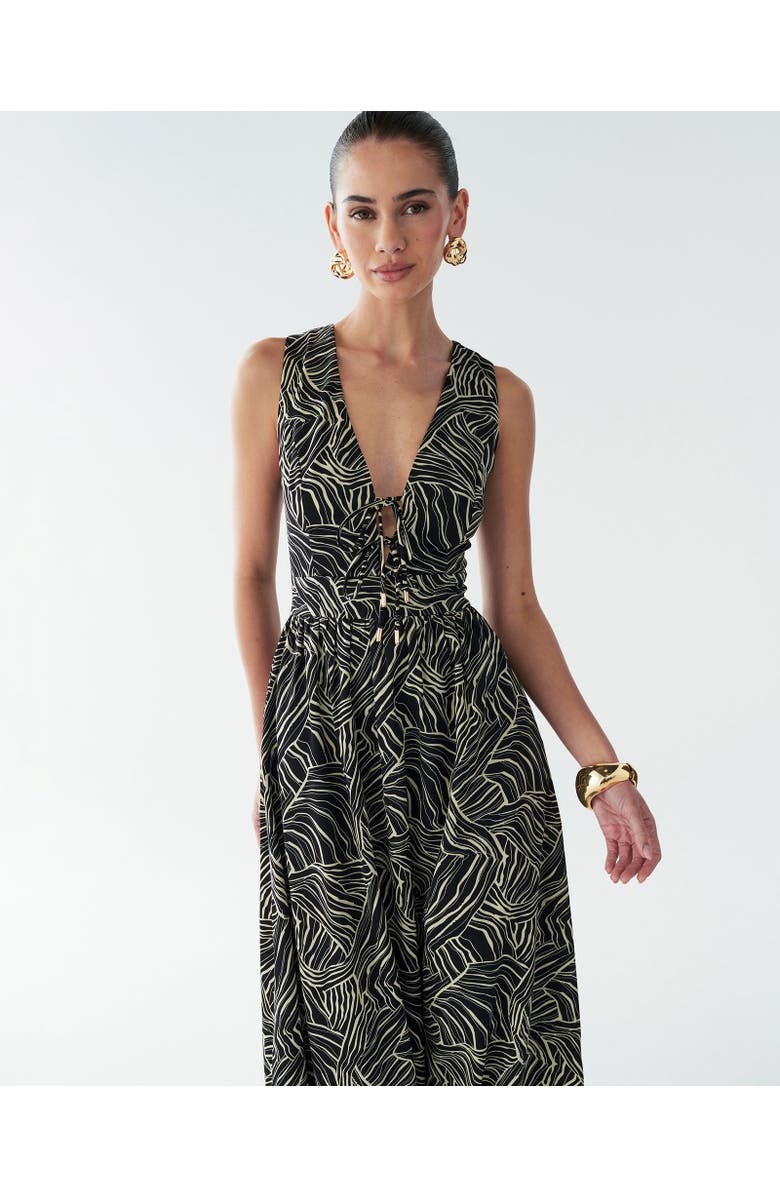 BWLDR Amber Maxi Dress, Alternate, color, Black Abstract