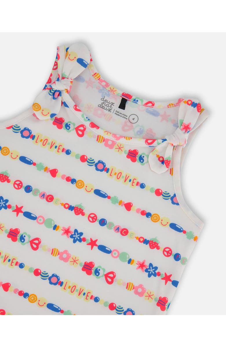 Deux par Deux Little Girl's Tank Top With Knots White And Multicolored Candies, Alternate, color, 