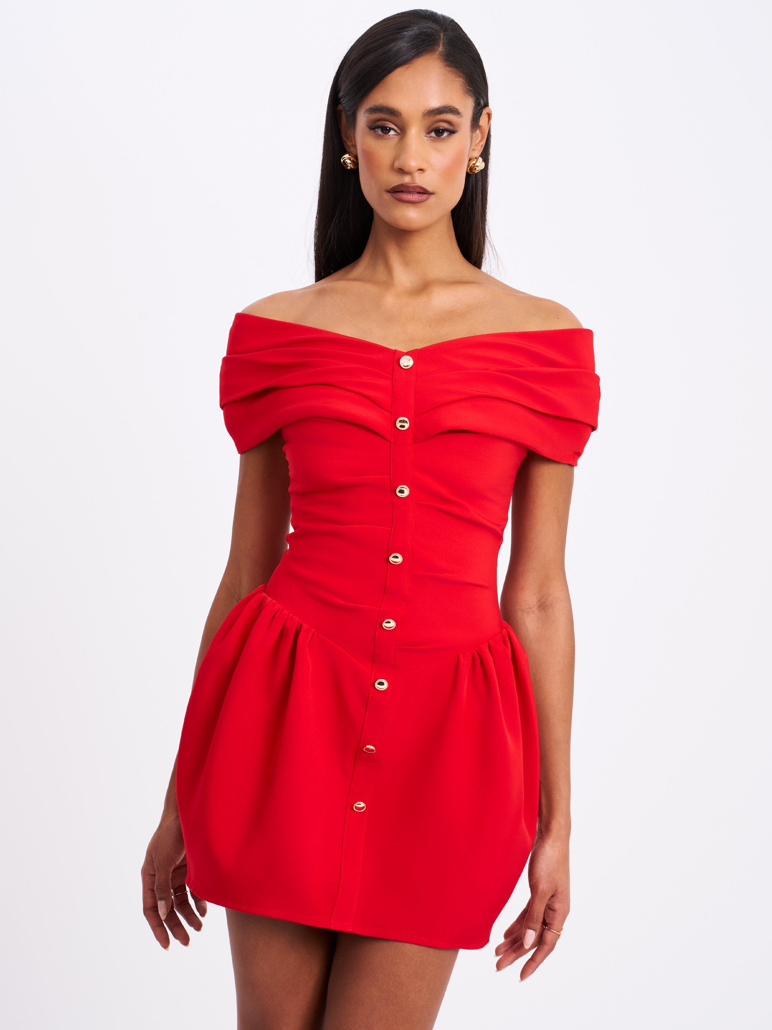 Miss Circle Cait Off Shoulder Drop Waist Mini Dress (Women) | Nordstrom