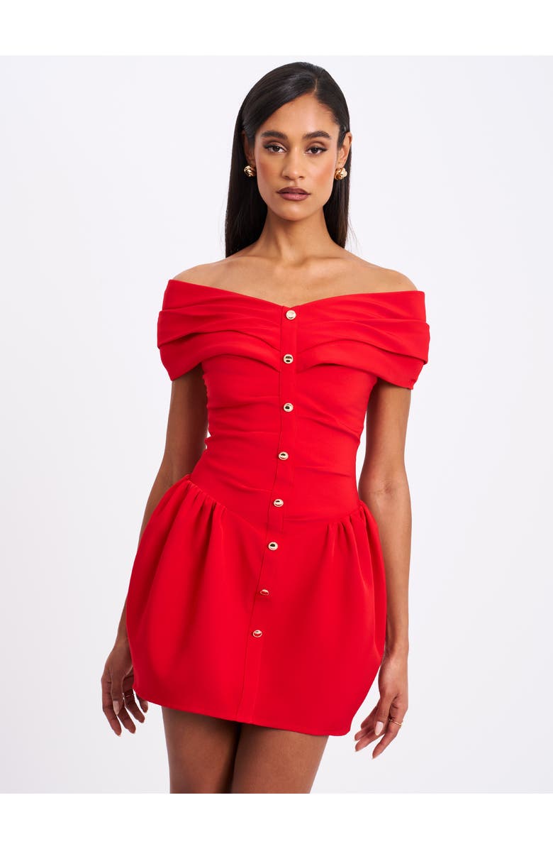 Miss Circle Cait Off Shoulder Drop Waist Mini Dress, Alternate, color, 