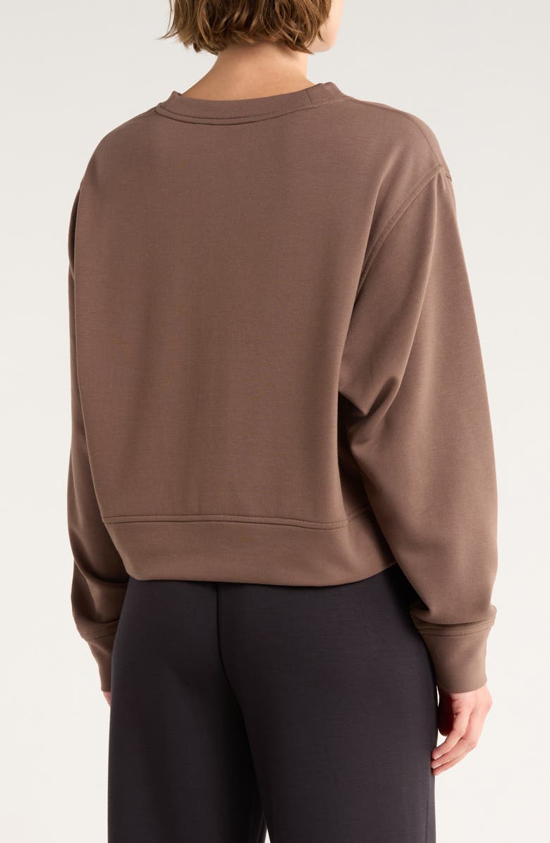 Z by Zella Cozy Knit Crewneck Sweatshirt, Alternate, color, Brown Quartz