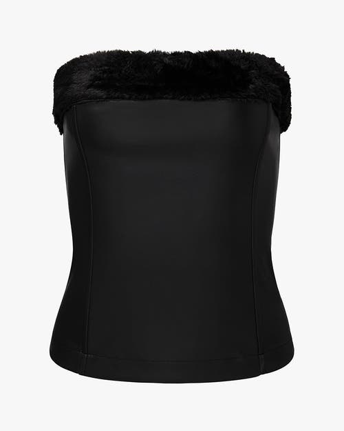 Weworewhat Faux Fur Corset Top In Black