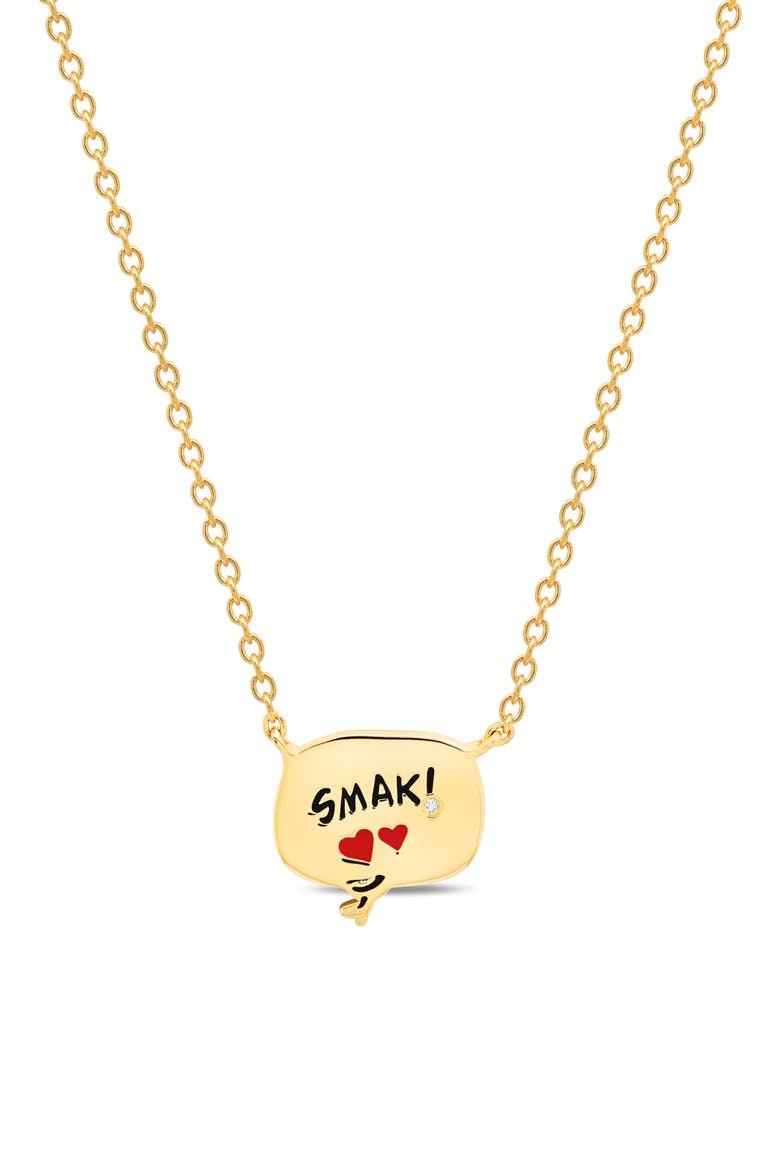 x Peanuts® SMAK! Thought Balloon Pendant Necklace, Main, color, 18KT YELLOW GOLD / CLEAR STONE