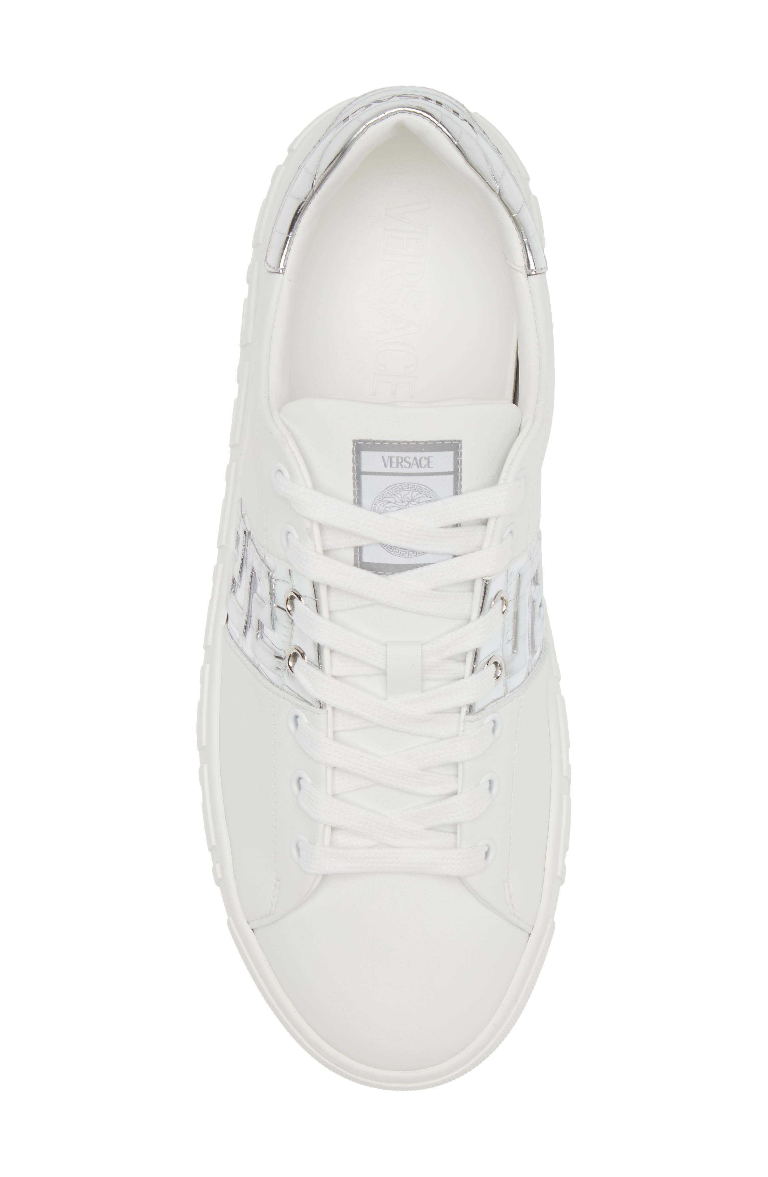 Versace Greca Croc Embossed Panel Sneaker, Alternate, color, 