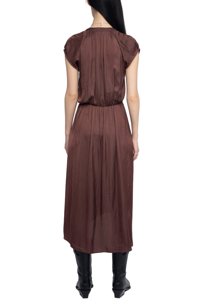 Randall Ruffle Satin Dress, Alternate, color, BURGUNDY