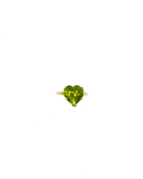 Heart Ring in Green Peridot