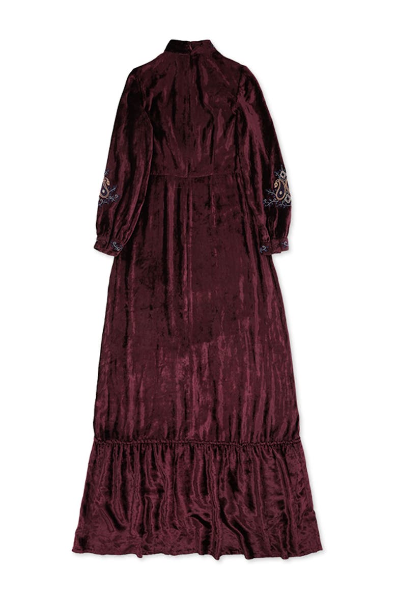 Maxi Velvet Embroidery Dress, Alternate, color, Violet
