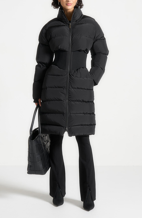 Mira Corset Detail Longline Puffer Coat