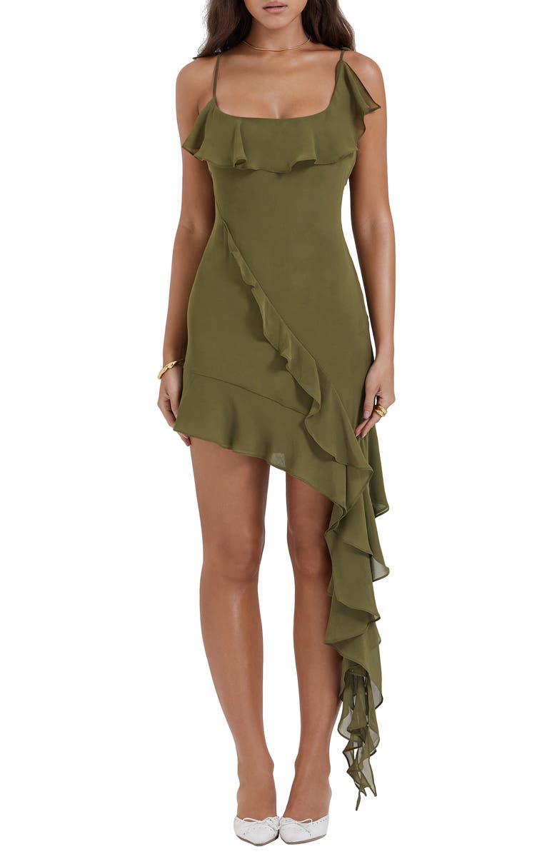 HOUSE OF CB Ruffle Drape Asymmetric Minidress, Main, color,
