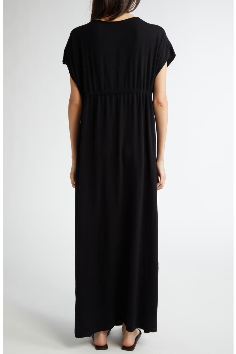 Open Knit Superfine Merino Wool Deep-V Dress, Alternate, color, BLACK