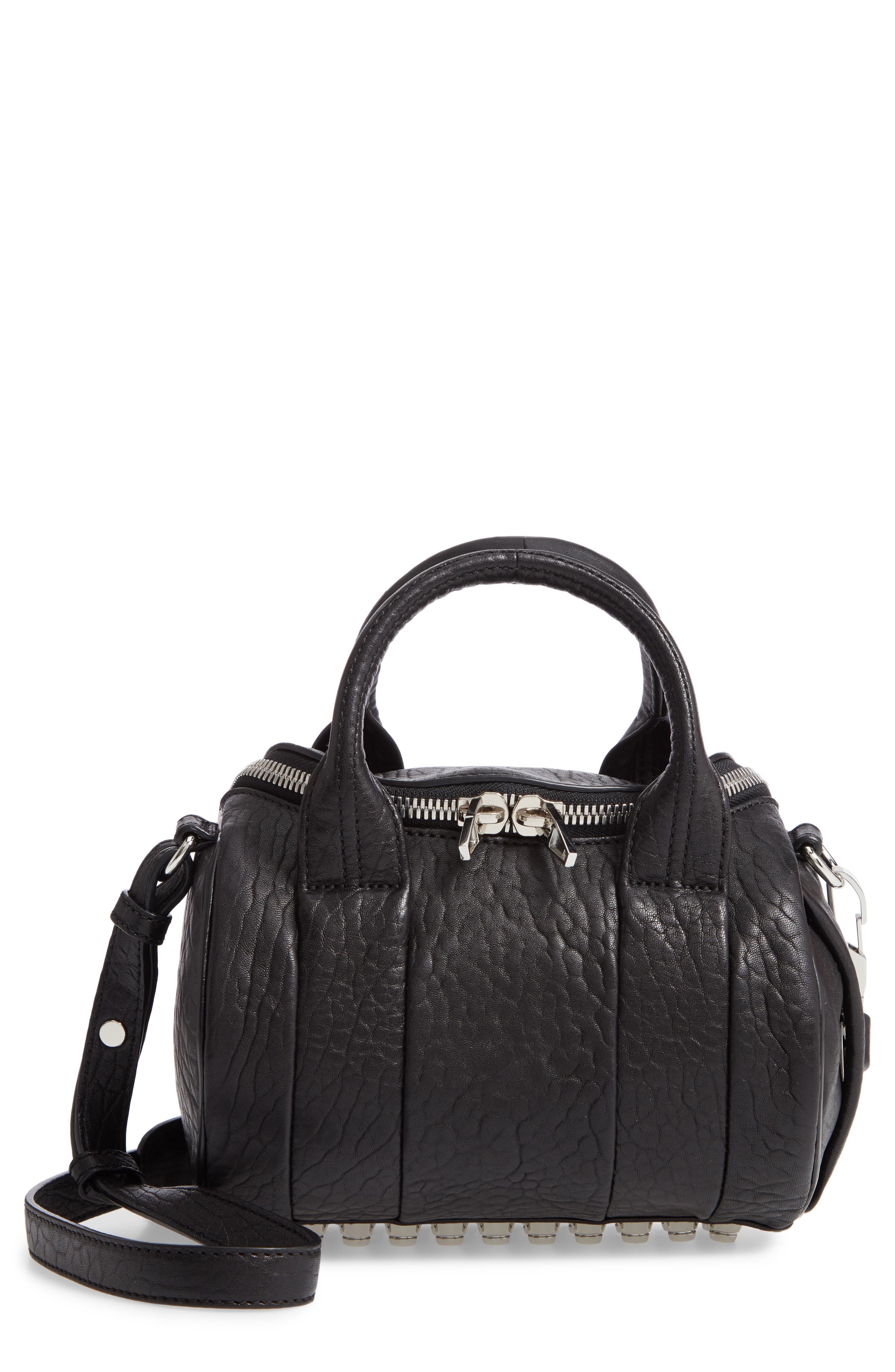 Alexander Wang Mini Rockie - Nickel Lambskin Leather Satchel, Main, color, 