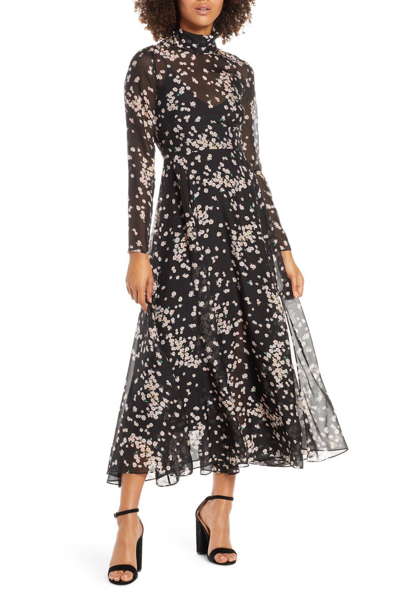 Ruxley Long Sleeve Maxi Dress, Main, color, BLACK