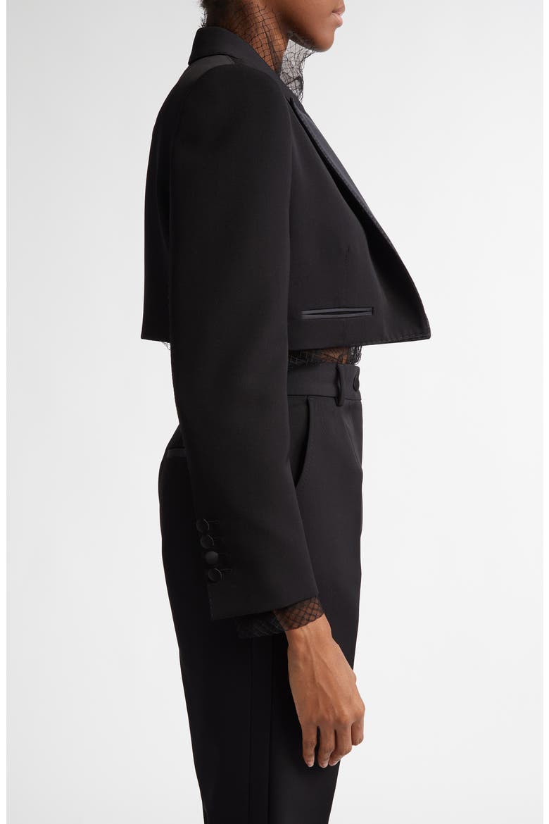 Wool & Silk Blend Crop Blazer, Alternate, color, N0000 NERO