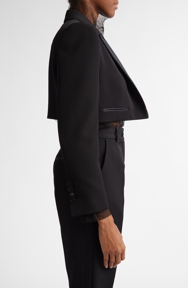 Dolce&Gabbana Wool & Silk Blend Crop Blazer, Alternate, color, N0000 Nero