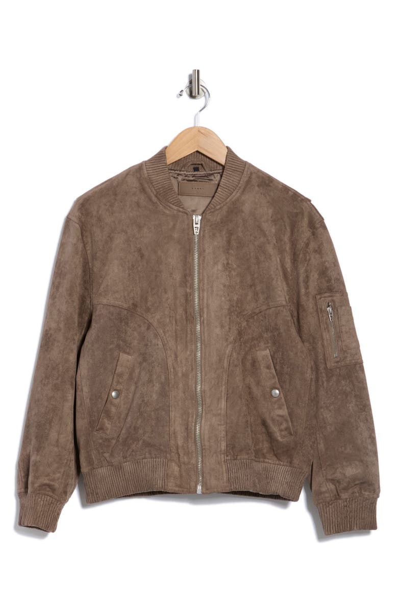 BLANKNYC Faux Suede Bomber Jacket, Alternate, color, Oyster Shell