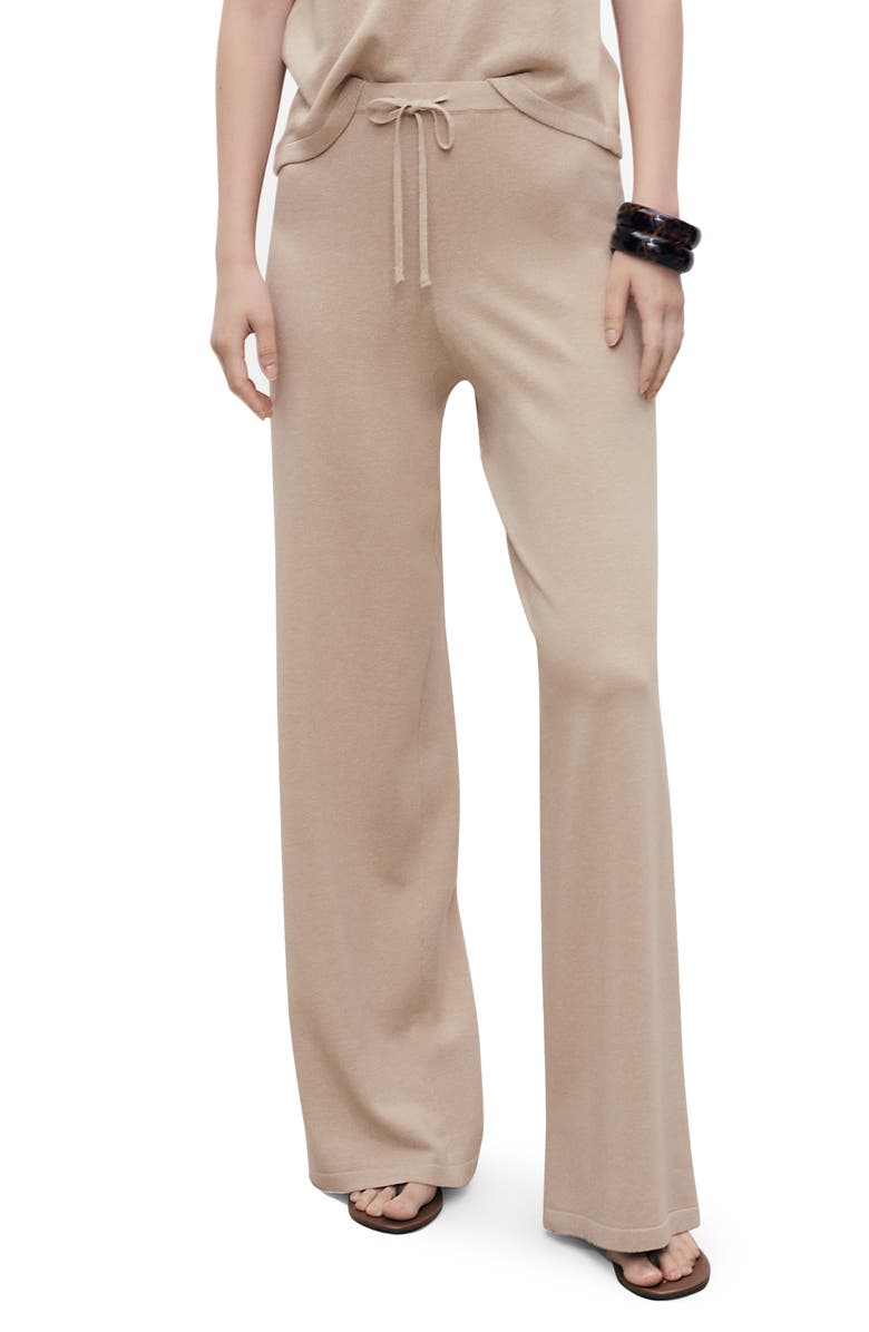 MANGO Knit Drawstring Straight Leg Pants, Main, color, Light/ Pastel Grey