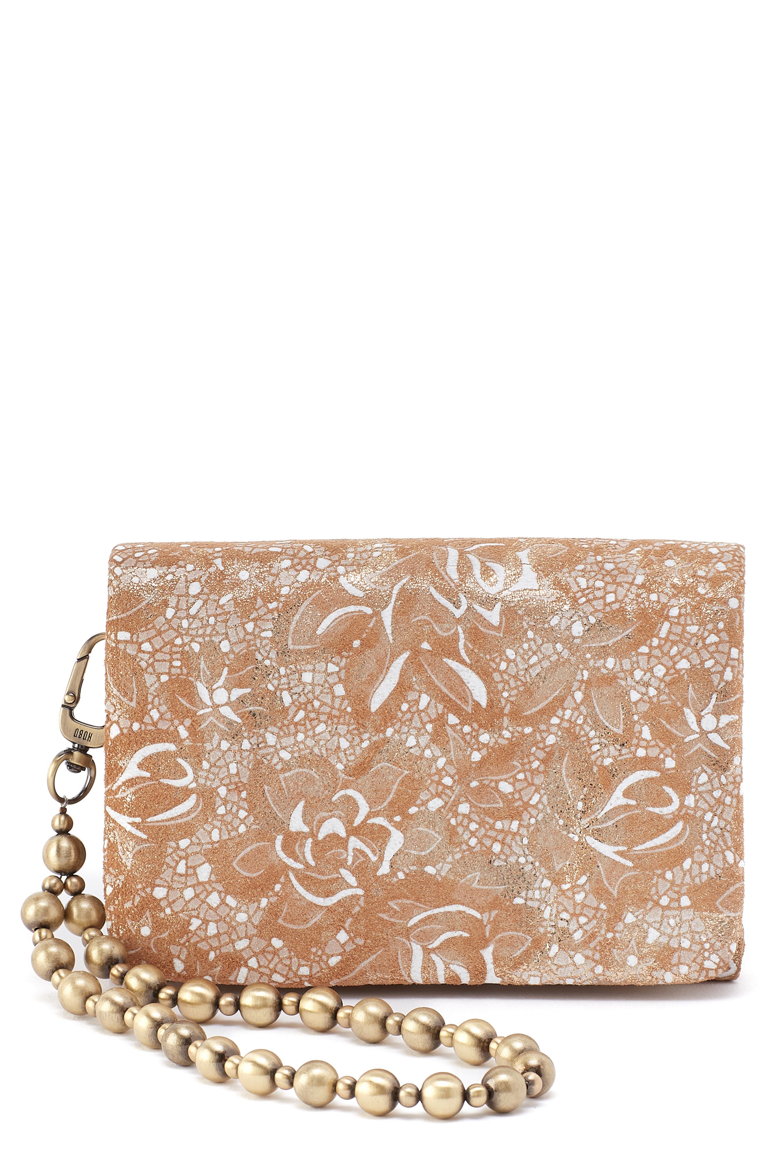 Ross Bead Leather Wristlet, Main, color, GILDED PETALS