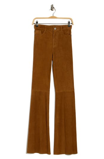 Alice And Olivia Alice + Olivia Brent High Waist Suede Flare Pants In Brown
