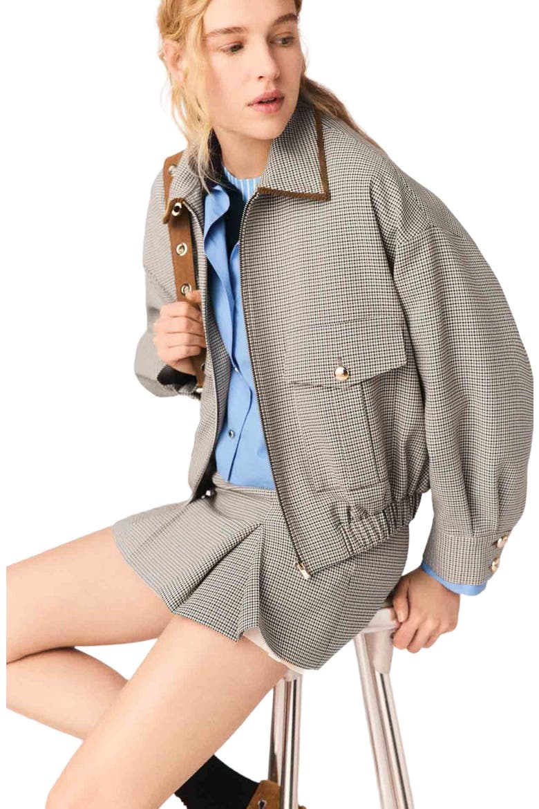 Checked bomber jacket, Alternate, color, Brown checks