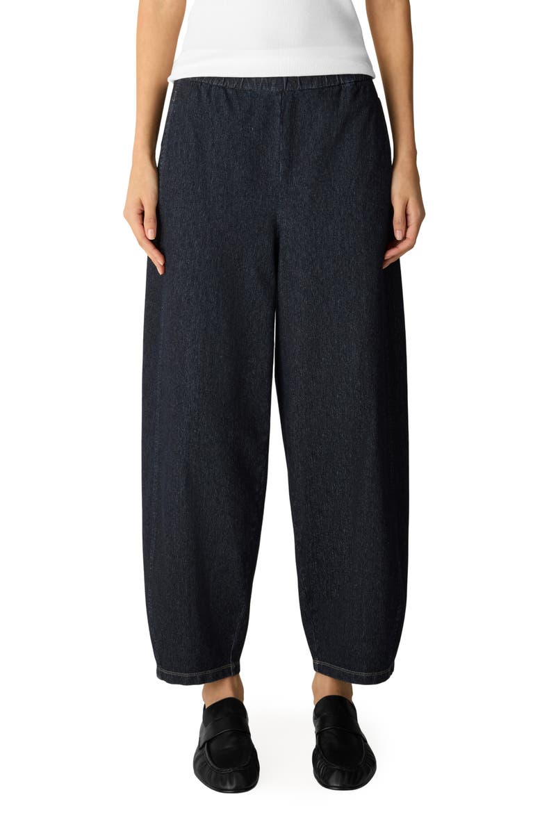 Pull-On Ankle Lantern Pants, Main, color, DARK WASH