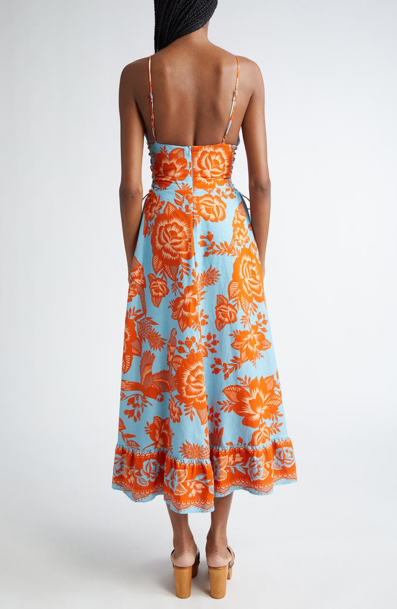 FARM Rio Floral Linen Blend Midi Dress, Alternate, color, 