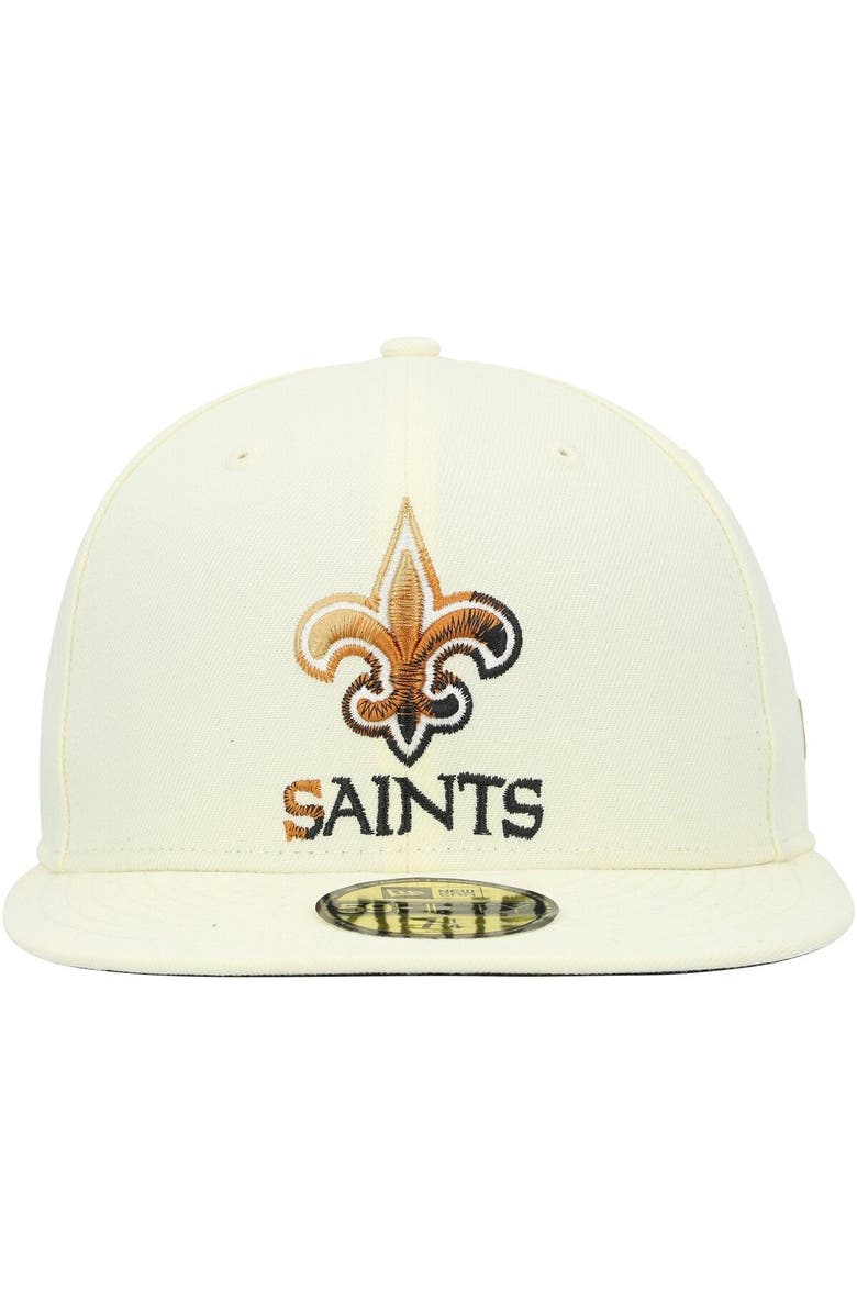 New Era Men's New Era Cream New Orleans Saints Chrome Color Dim 59FIFTY Fitted Hat, Alternate, color, 
