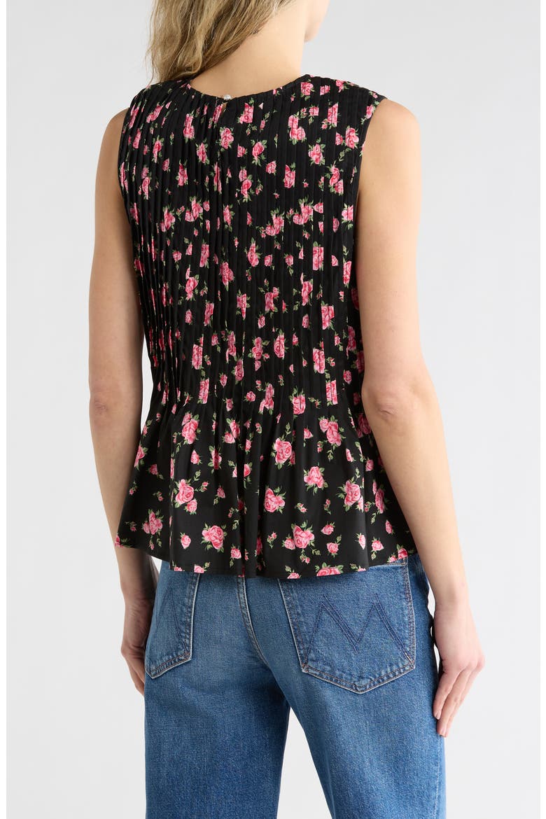 Pleated Printed Top, Alternate, color, BLACK ROSES