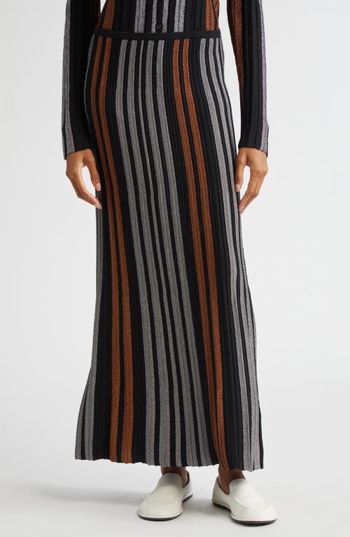 ZANKOV Colette Metallic Stripe Maxi Sweater Skirt in Black Multi 