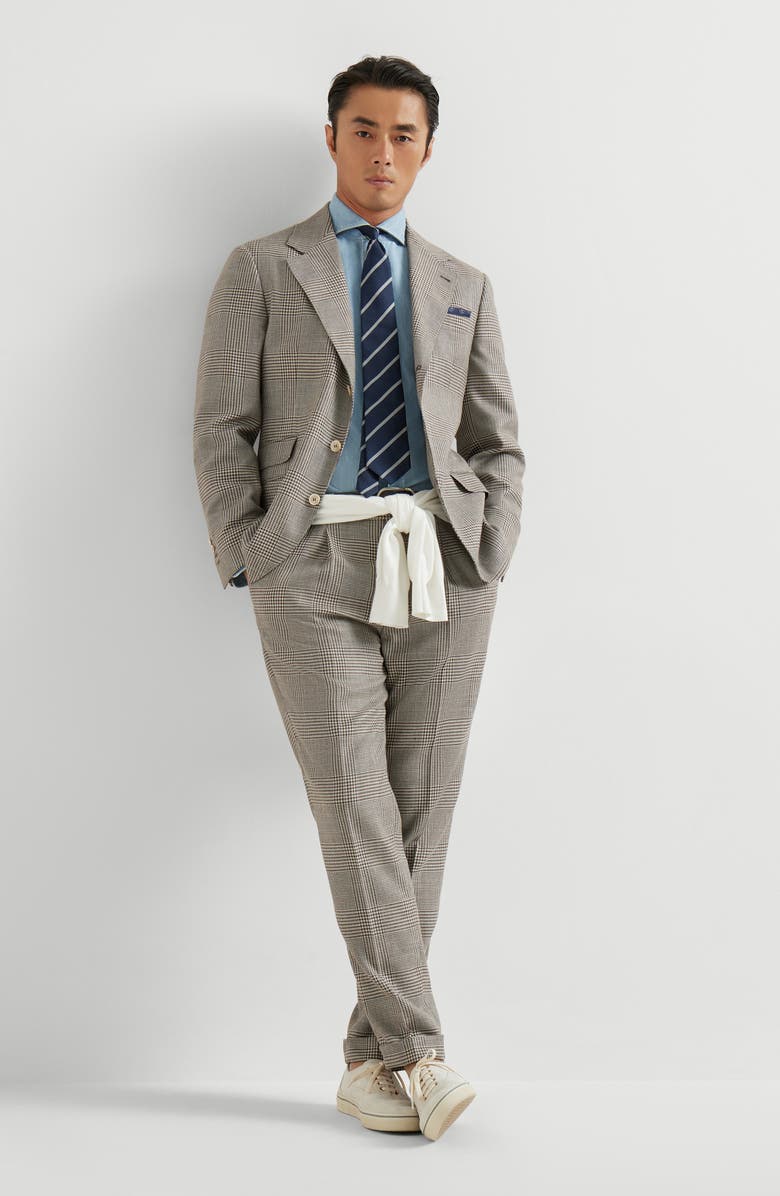 Brunello Cucinelli Prince of Wales Cavallo blazer, Alternate, color, Light Brown