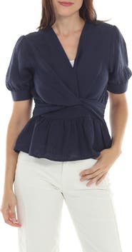 RAIN AND ROSE Twist Front Peplum Top
