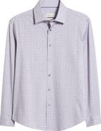 Bugatchi Jimmy OoohCotton® Abstract & Check Print Button-Up Shirt