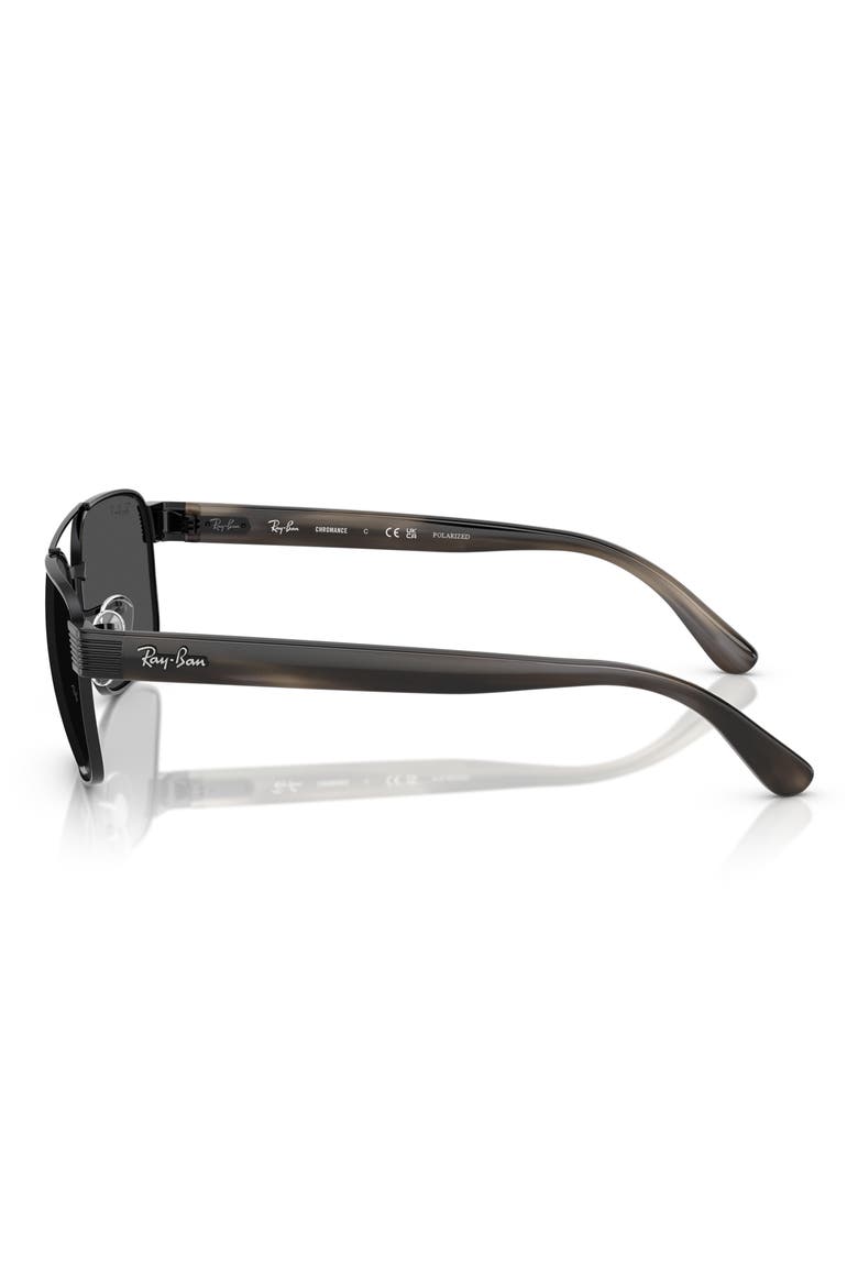 Chromance 58mm Polarized Square Sunglasses, Alternate, color, BLACK
