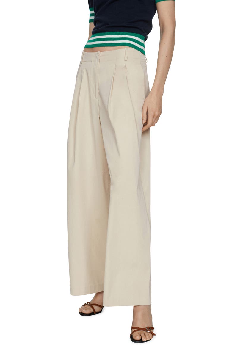 Pleated Wide Leg Pants, Alternate, color, BEIGE