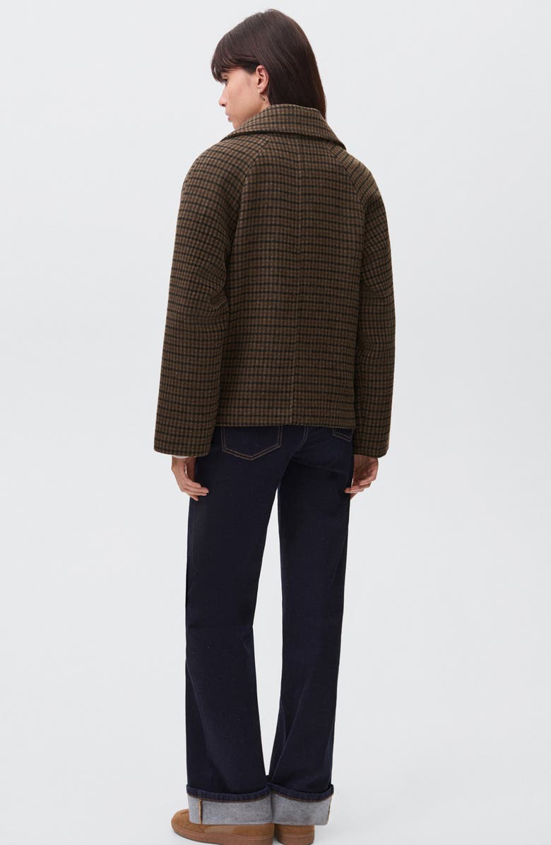 MANGO TEEN Plaid Raglan Sleeve Coat, Alternate, color, Brown