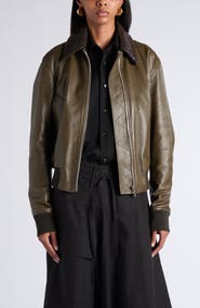 Bottega Veneta Intrecciato Collar Leather Jacket