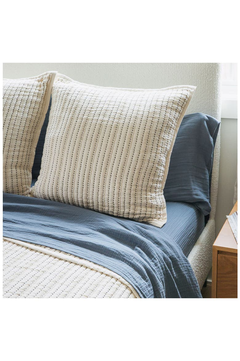 Oasis Crinkled Cotton Gauze 4-Piece Sheet Set, Alternate, color, MIDNIGHT TIDE