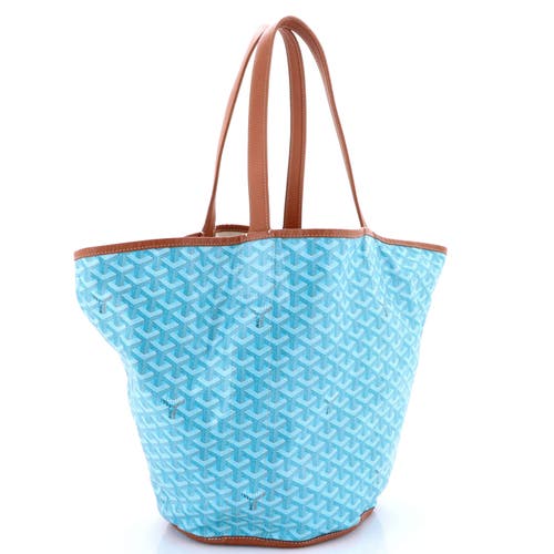 Pre-owned Goyard Goyard Belharra Reversible Tote Coated Canvas In Blue