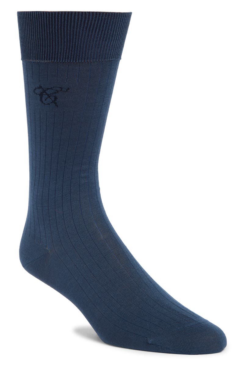 Canali Solid Cotton Dress Socks, Main, color, 