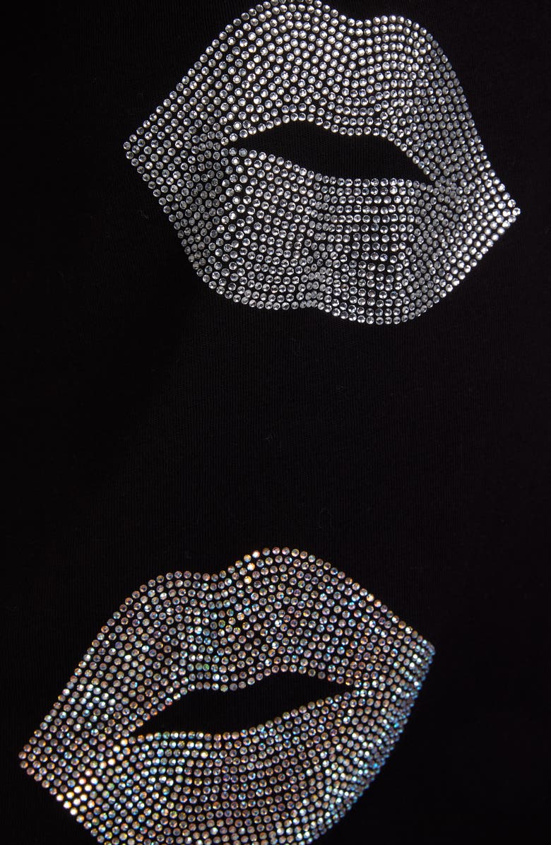 Lauren Moshi Croft Crystal Multi Lips Top, Alternate, color, Black