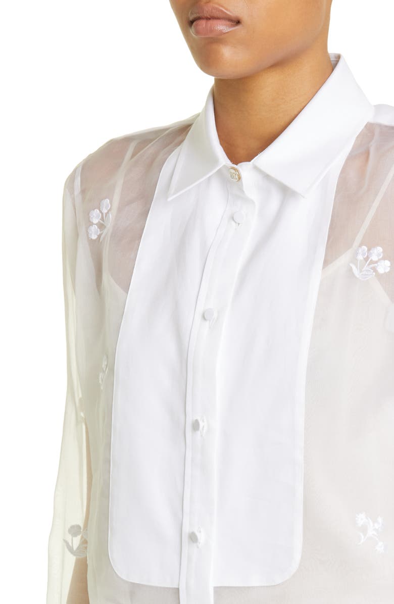 Max Mara Damara Embroidered Silk & Cotton Button-Up Shirt, Alternate, color,
