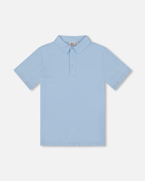 Little Boy's Short Sleeve Polo Shirt Pale Blue
