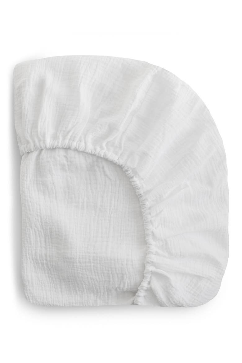 Extrasoft Cotton Muslin Crib Sheet, Main, color, WHITE