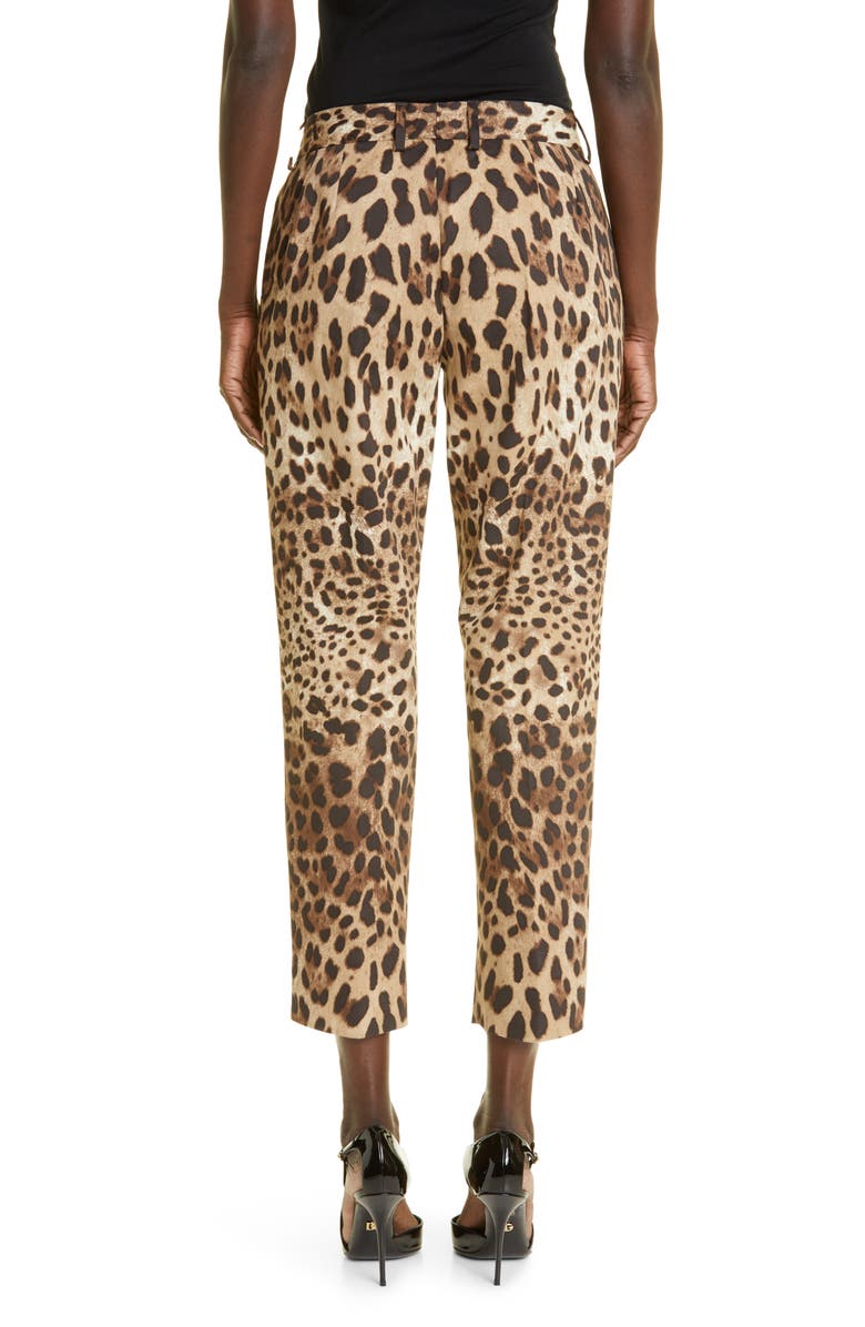 Dolce&Gabbana Leopard Print Ankle Pants, Alternate, color, 