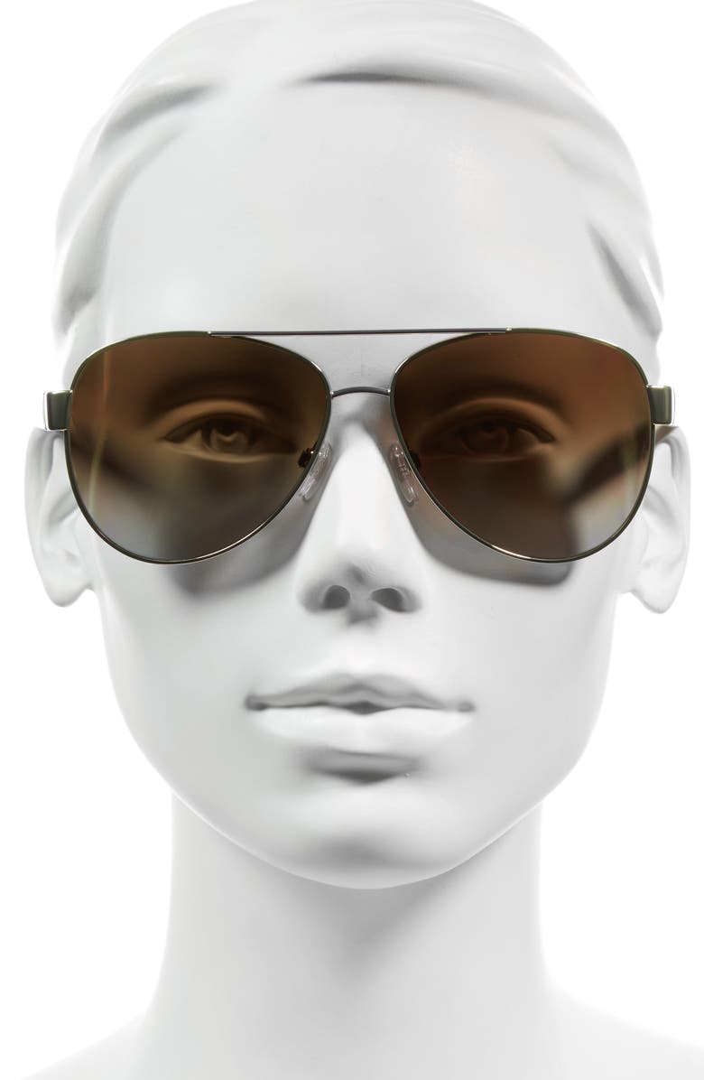 Burberry 60mm Polarized Aviator Sunglasses, Alternate, color, 