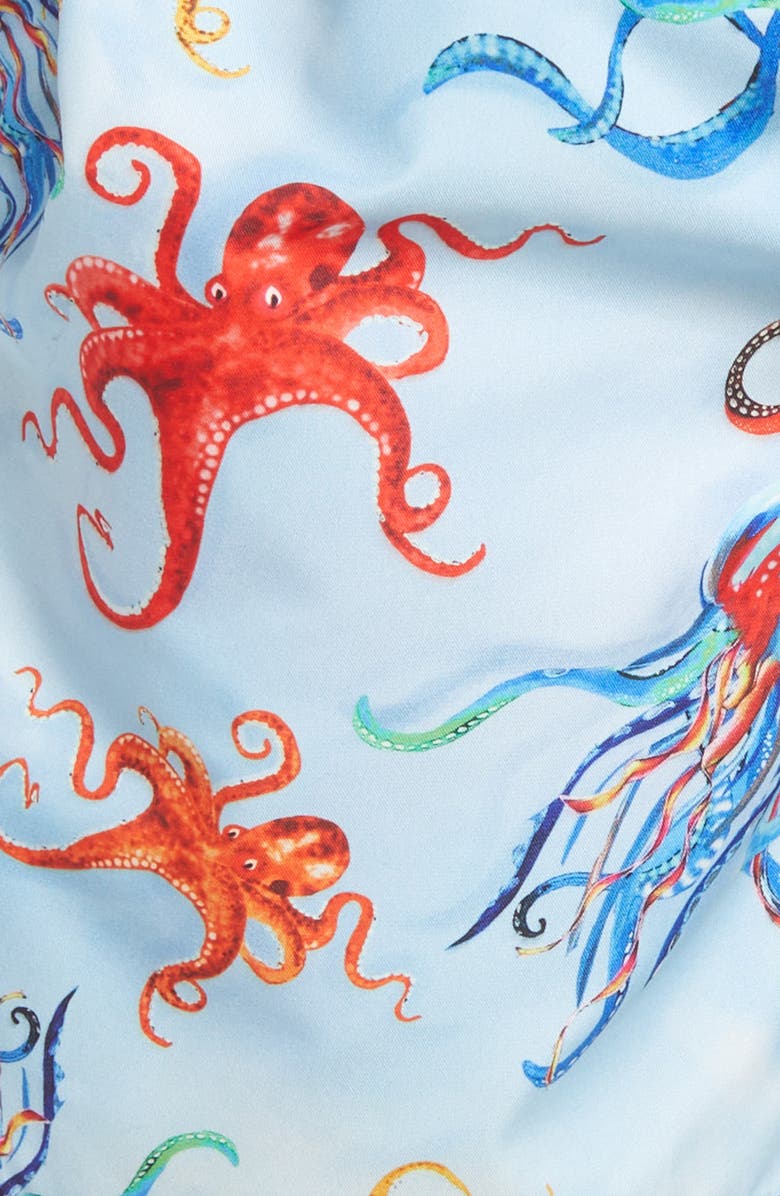 Bugatchi Octopus Print Swim Trunks, Alternate, color, 