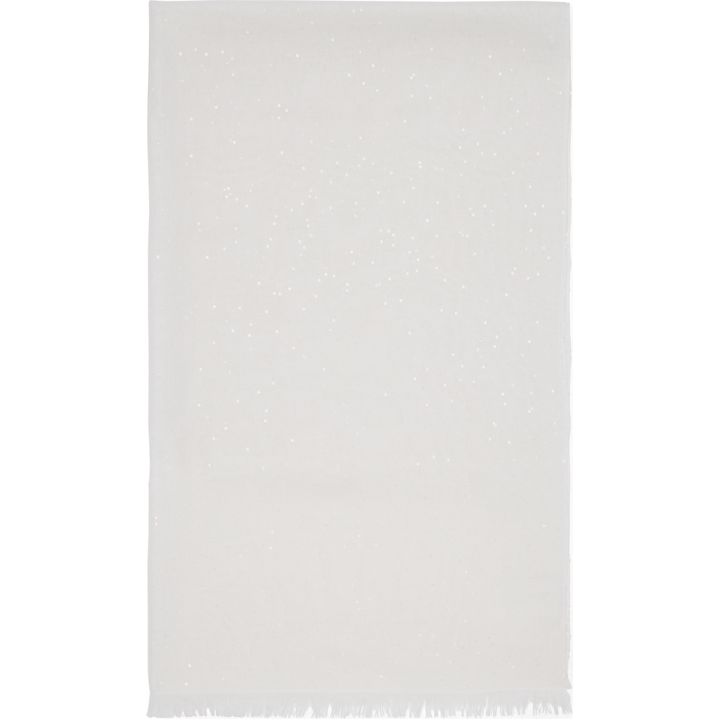 Brunello Cucinelli Cashmere And Silk Diamond Yarn Scarf In White