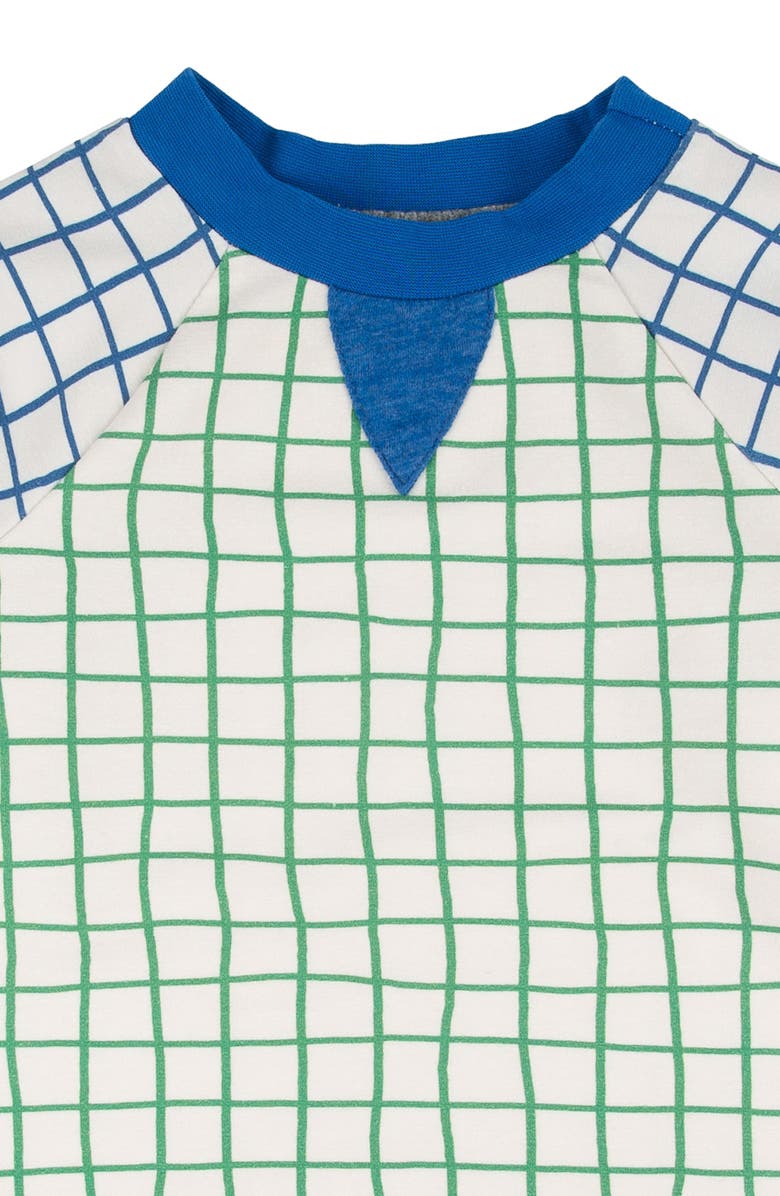 Miki Miette Iggy Grid Print Short Sleeve Sweatshirt, Alternate, color,