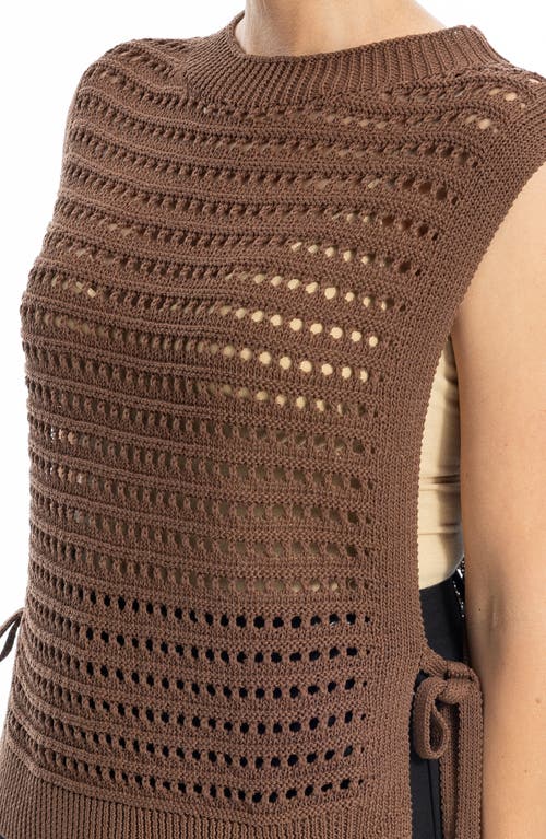 Max Studio Open Stitch Sweater Vest In Brown