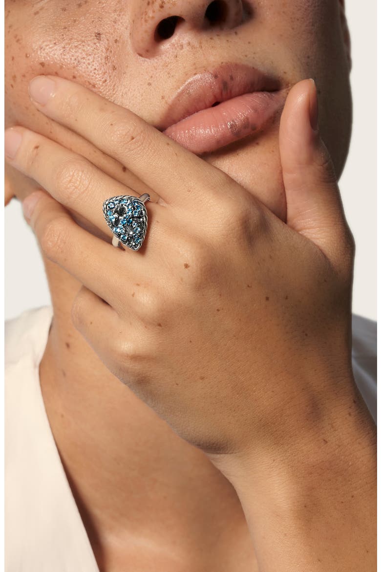 Classic Chain Small Stone Ring, Alternate, color, SILVER/ BLUE TOPAZ