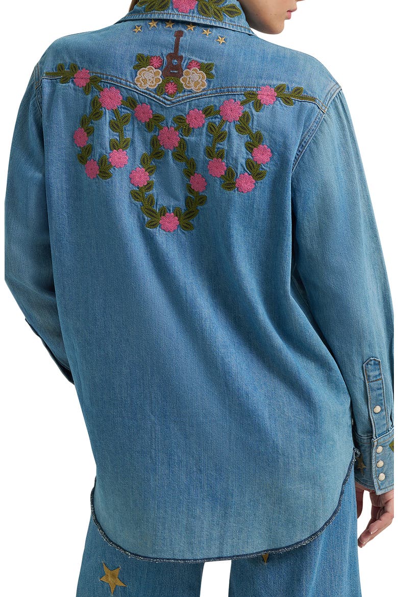 x Lainey Wilson Embroidered Denim Snap-Up Shirt, Alternate, color, DENIM
